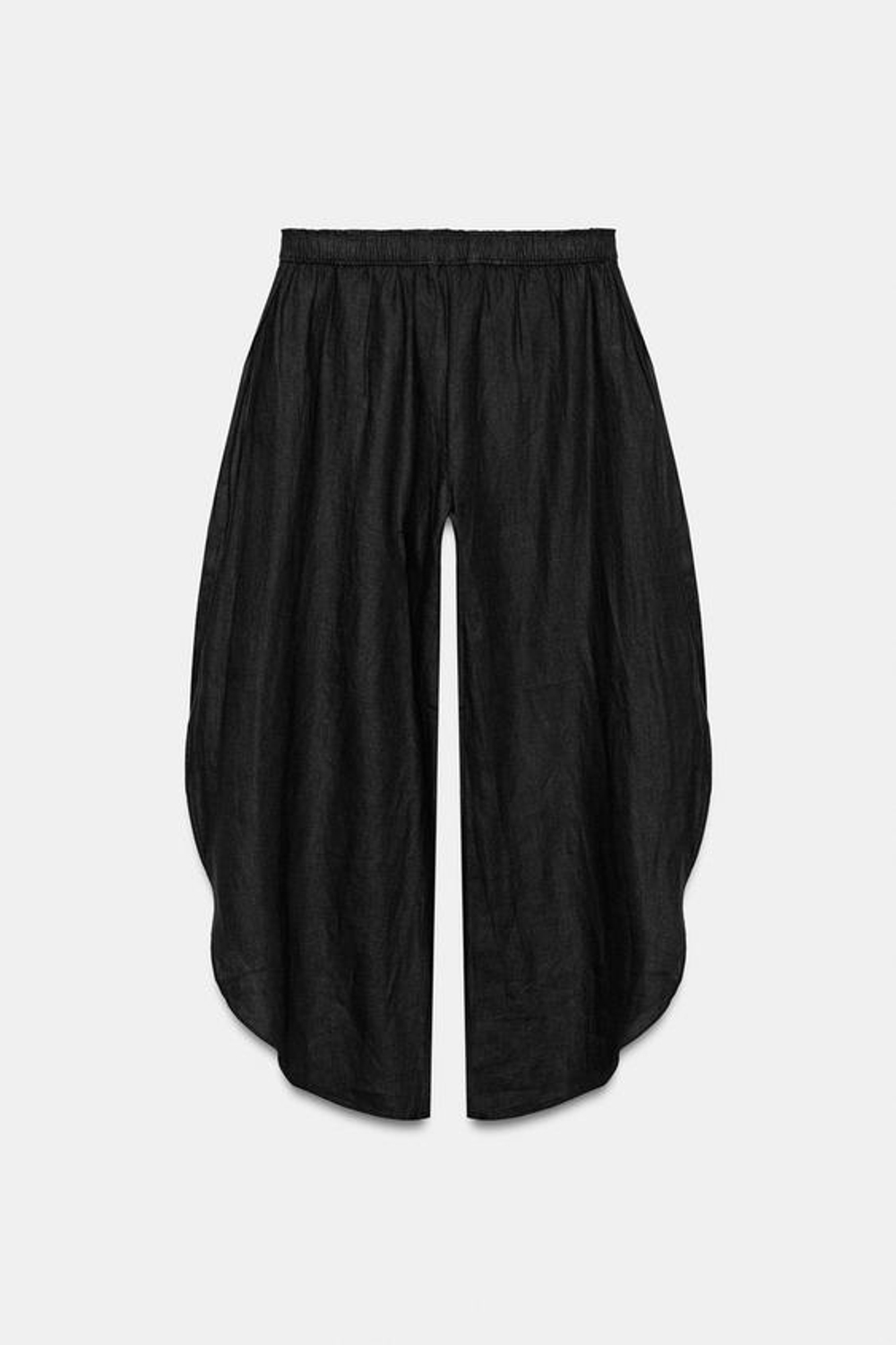 ZARA БРЮКИ ИЗ ЛЬНА С РАЗРЕЗАМИ — ZW COLLECTION, ЧЕРНЫЙ