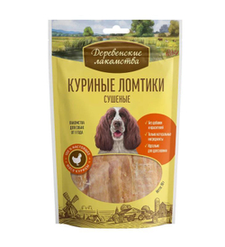 Лакомство "Деревенские лакомства" для собак Куриные ломтики сушеные, 90 г х 5 шт