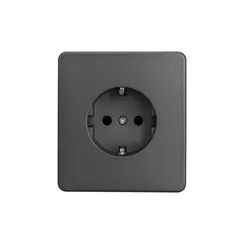 Розетка с заземлением и защитными шторками KRANZ Miele Round Титан KR-78-0701-2