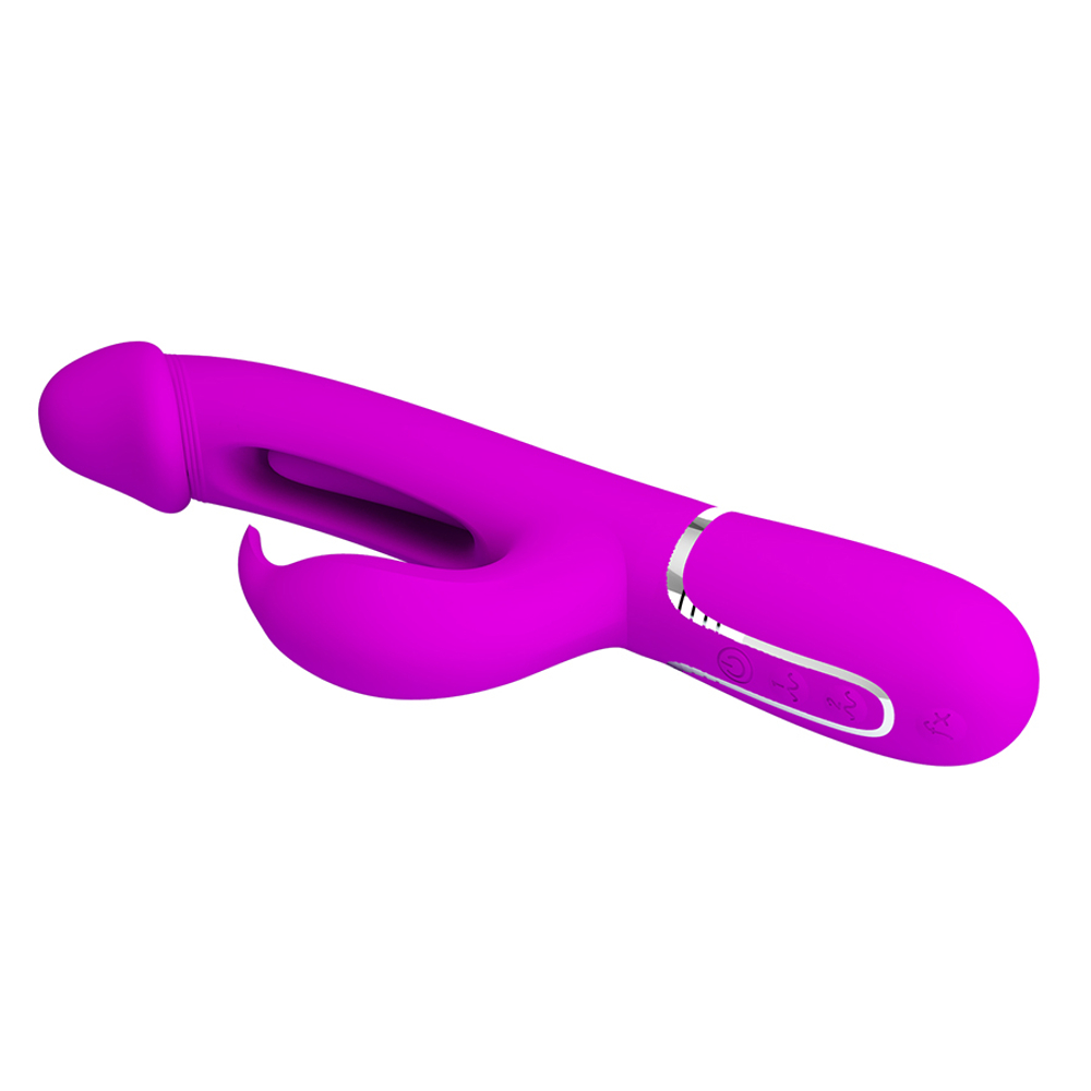 Лиловый вибратор-кролик 23,2см с фингерингом Pretty Love Twinkled Tenderness Kampas Flicking Vibrator Rabbit BW-500025