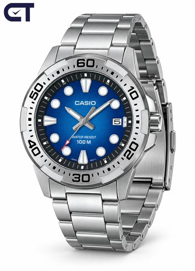 CASIO MTD-140D-2A CASIO Collection мужские наручные часы — насыщенный синий циферблат, стальной браслет и водостойкость 100 м