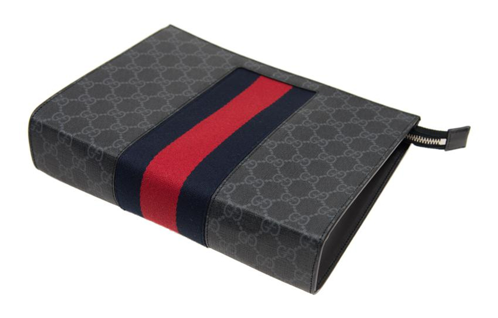 GUCCI Canvas Clutch Regular Men"s Black Gray