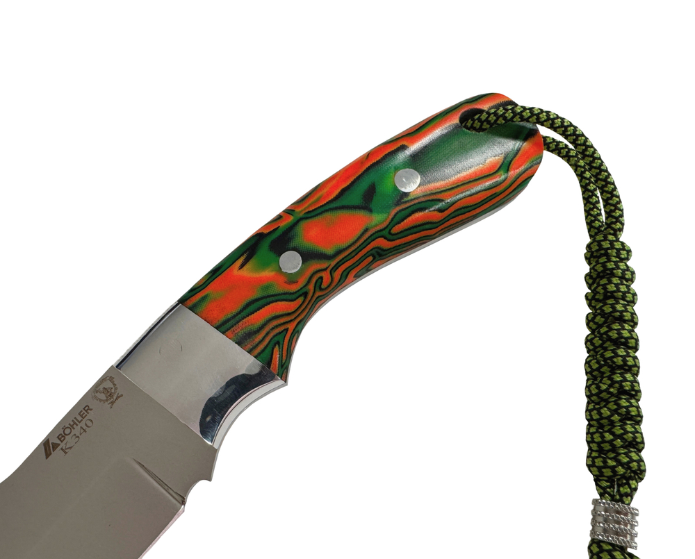 Нож Джокер, цельнометаллический, Bohler K340, микарта, оранж/салатов