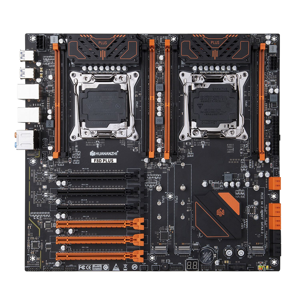 Материнская плата с процессором HUANANZHI X99-F8D PLUS, Socket2011-3(x2), Xeon E5-2690v4 (x2), EATX, Retail, Socket2011-3(x2), 8xDDR4, PCIe3.0, 3xM.2, 2.5GLAN, 8xUSB2, 6xUSB3 (HNZ-X99-F8D-PLUS-2690v4)