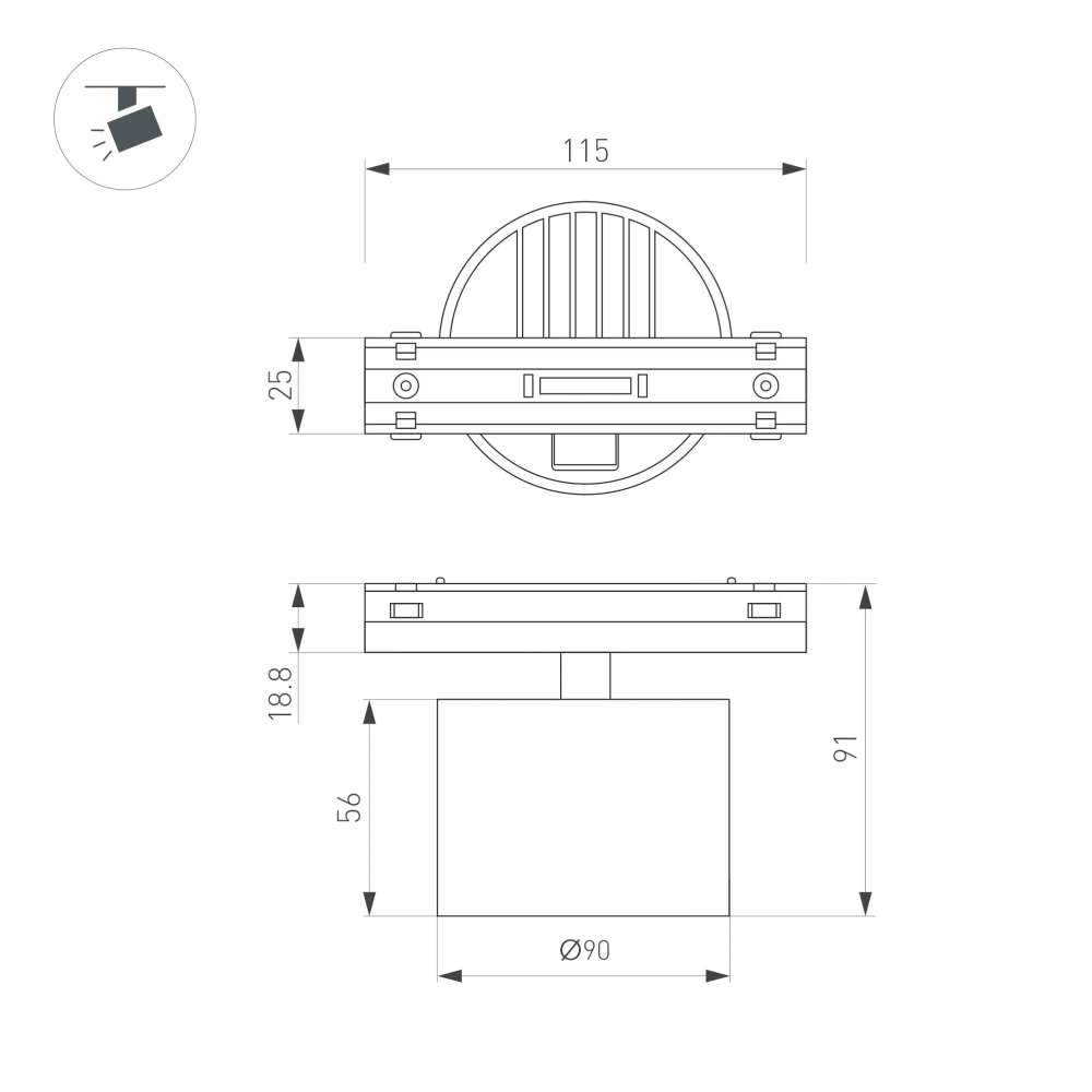 Светильник MAG-VIBE-RONDO-R90-10W Warm3000 (WH, 110 deg, 48V) (Arlight, IP20 Металл, 5 лет) 044474