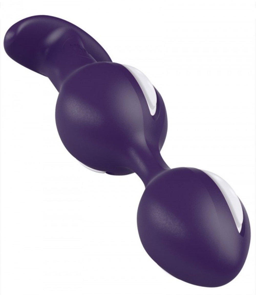Фиолетово-белые анальные шарики B Balls Duo - 12,5 см. (Цвет: фиолетовый с белым)