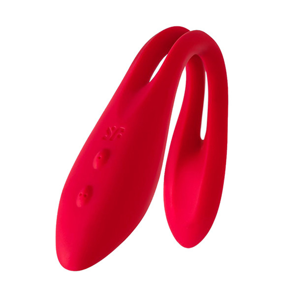 Красный многофункциональный 19,9см вибратор для пар Satisfyer Elastic Joy