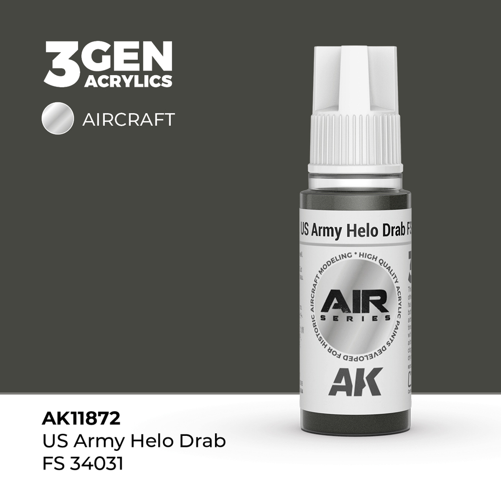 Акриловая краска AK Interactive US Army Helo Drab FS 34031 3GEN AIR, 18мл