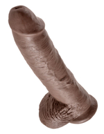 Большой коричневый фаллоимитатор с мошонкой 10  Cock with Balls на присоске - 25,4 см.