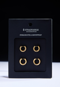STRADIVARIUS Набор из 2 водонепроницаемых серег-колец, желтый