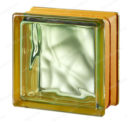 Стеклоблок Vitrablok MGs Vegan Green Волна 14,6x14,6x8