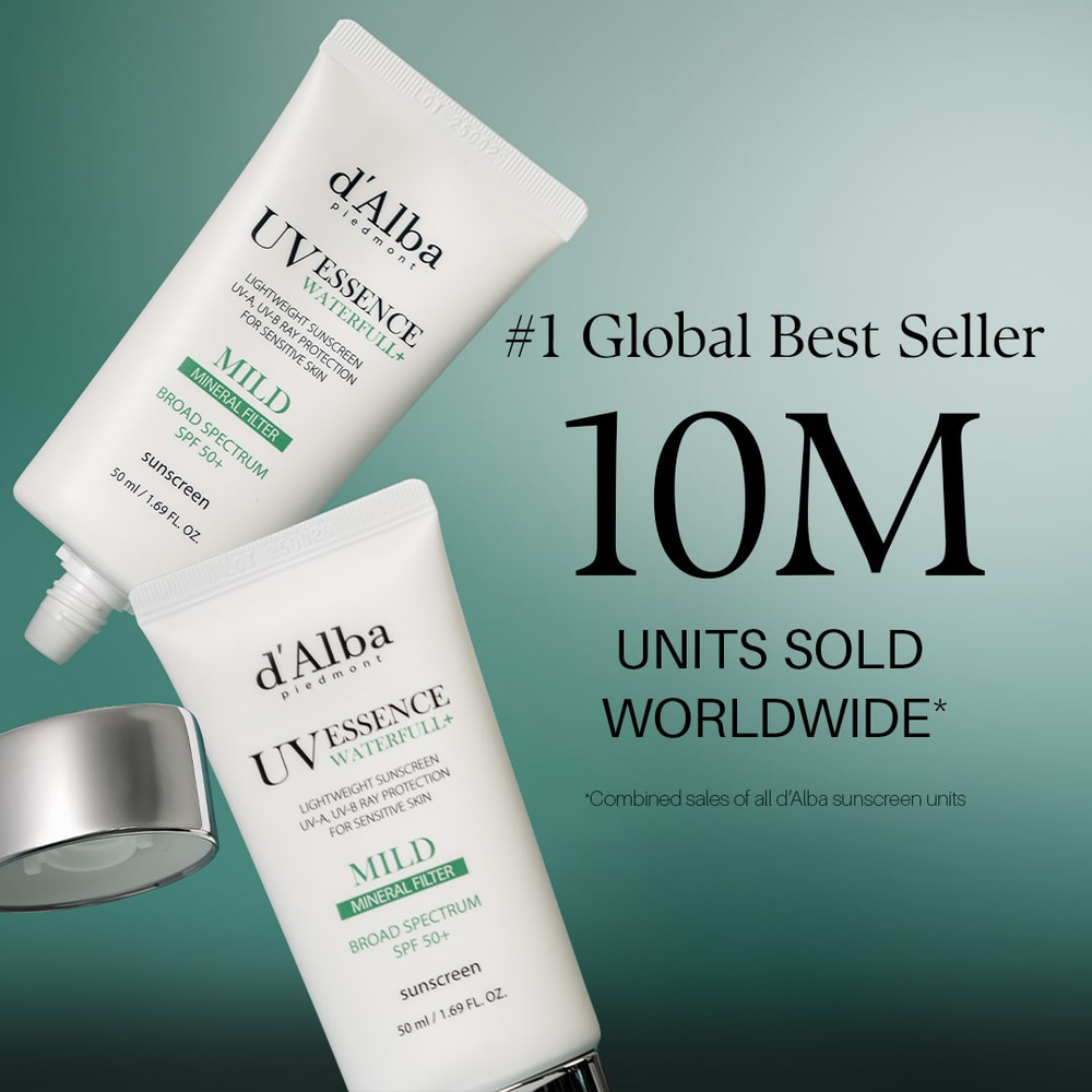 d'Alba, UV Essence Waterfull+, солнцезащитное средство на водной основе, бережное воздействие, SPF 50+, 50 мл (1,69 жидк. унции)