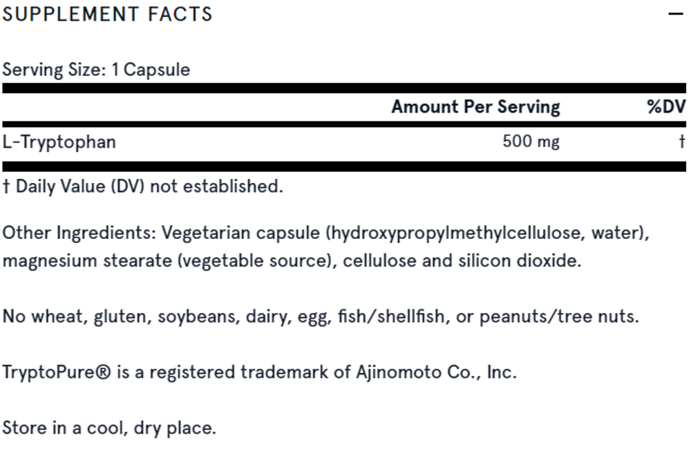 L-Tryptophan 500 мг 60 капсул Jarrow Formulas
