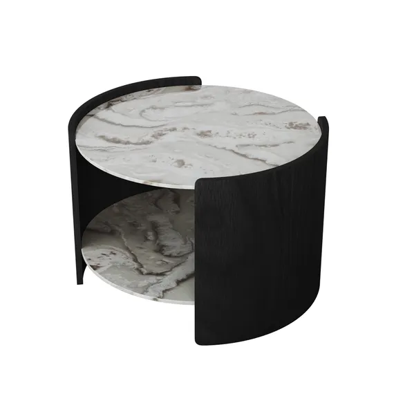 Столик Lagom Stone D 65 см высота 45 см (камень OV2, черный)