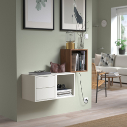 IKEA EKET  (ИКЕА ЕКЕТ)  -  Комбинация навесных шкафов - белый/орех 105x35x70 см