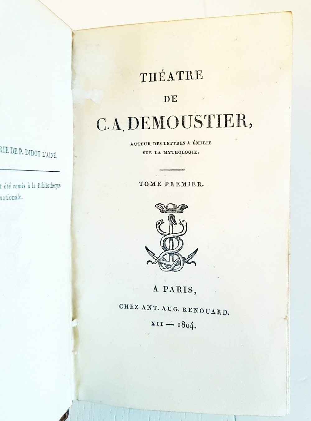 "Theatre de C.A.Demoustier (Театр C.A.Demoustier)". Charles-Albert Demoustier (Шарль-Альбер Демустье). 1804г. - антикварное издание