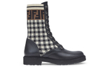 FENDI Women"s FF Rockoko Biker Boot "Black Checkerboard"