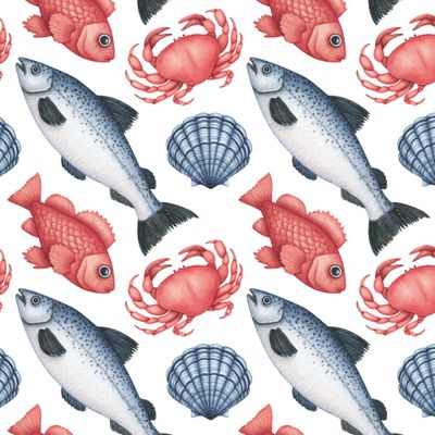 Морской с морепродуктами (рыбы, крабы, моллюски)