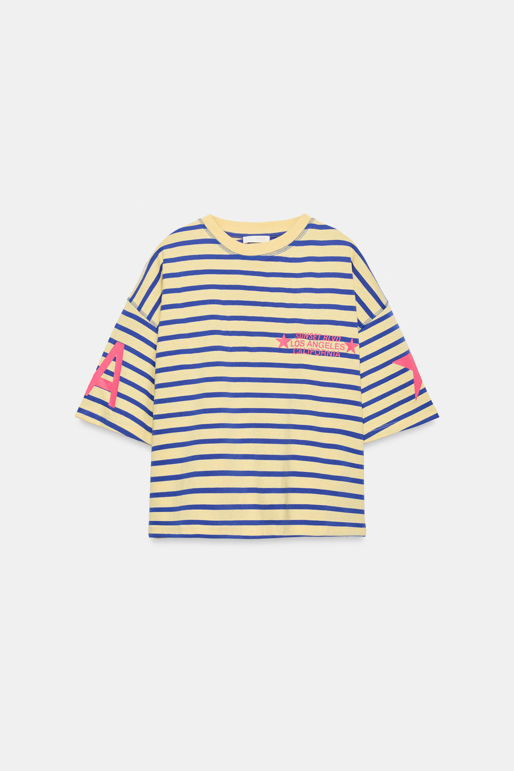 ФУТБОЛКА OVERSIZE В ПОЛОСКУ С НАДПИСЬЮ — ZARA