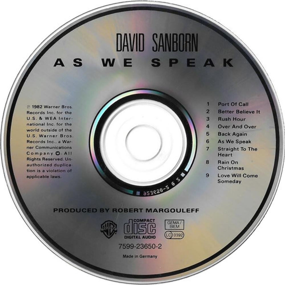 David Sanborn / As We Speak (CD)