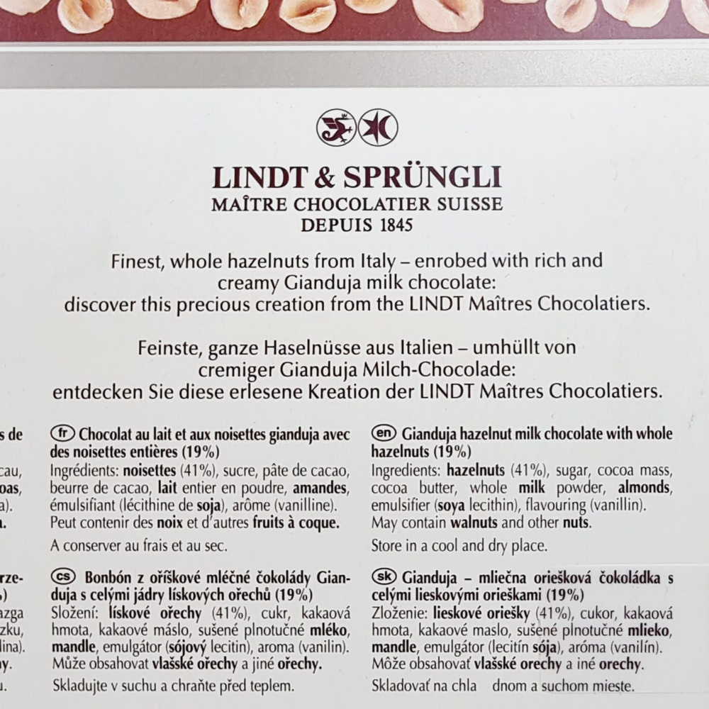 Шоколадные конфеты Lindt Gianduja PIEMONTE Classic 330 г c фундуком в молочном шоколаде 330 г (из Финляндии)