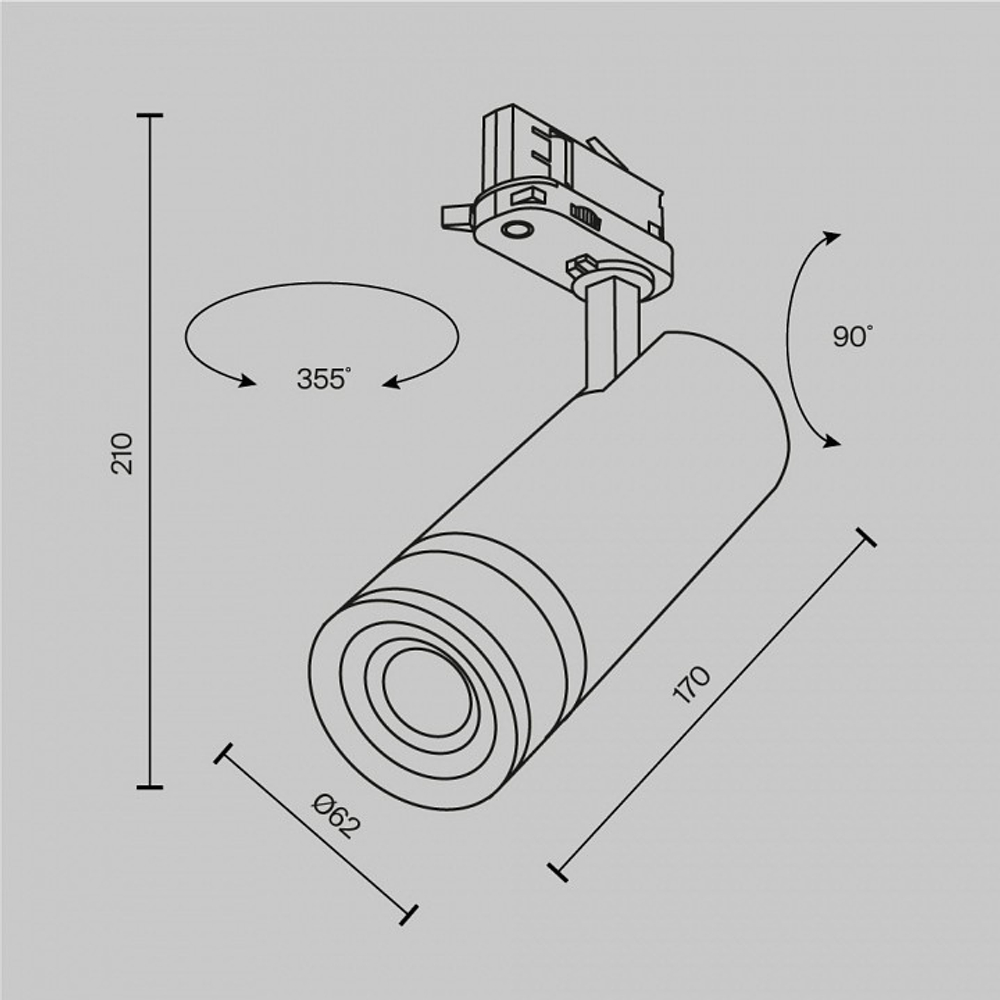 Светильник на штанге Maytoni Technical Focus Zoom TR198-3-20W4K-Z-B