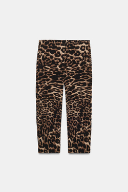 ZARA ЭЛАСТИЧНЫЕ БРЮКИ КАПРИ, ЛЕОПАРДОВЫЙ