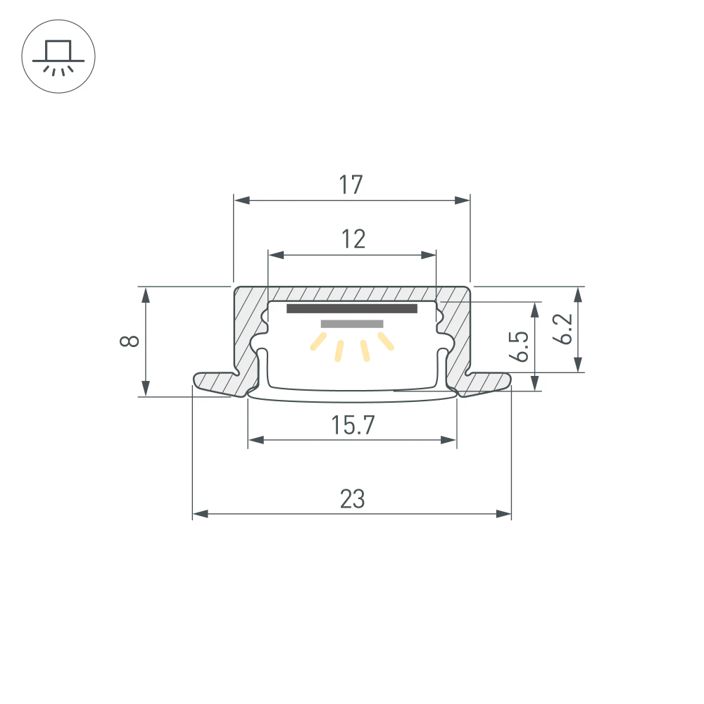 Профиль LINE-2308-F-2000 ANOD GOLD (Arlight, Алюминий) 039989