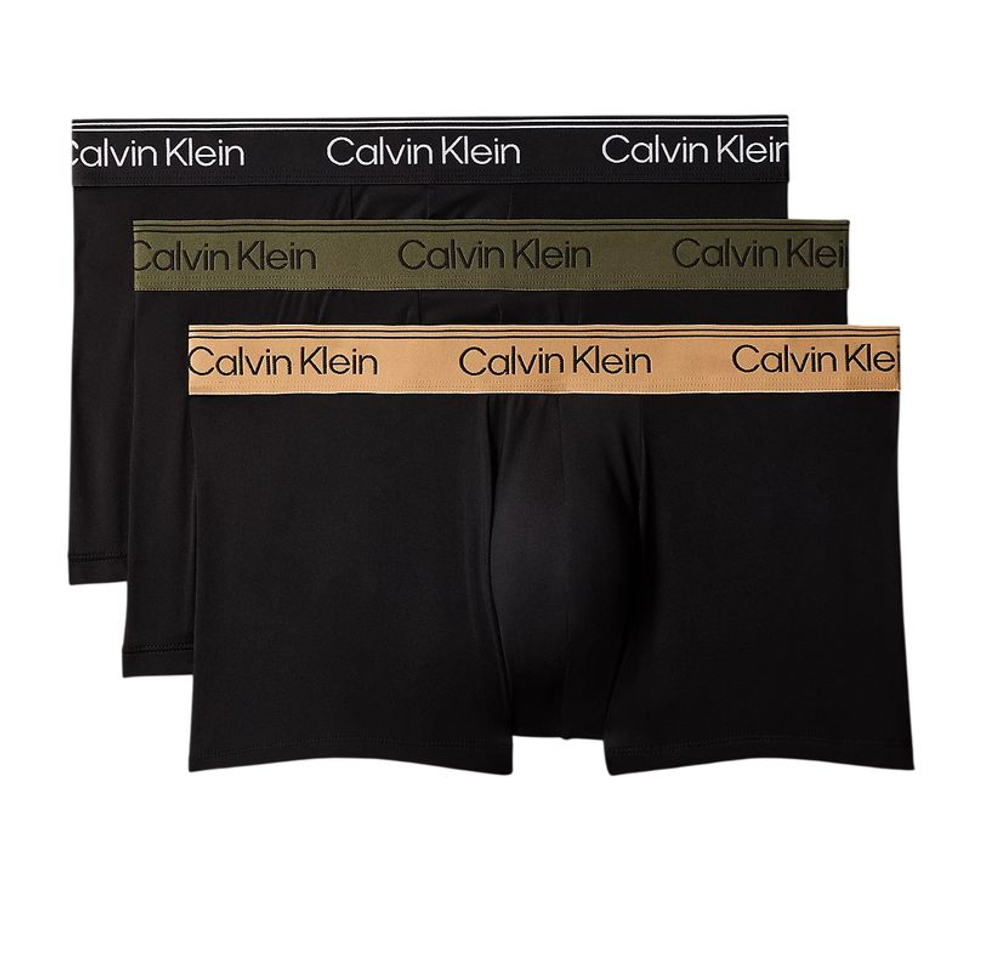 Мужские спортивные боксеры Calvin Klein Low Rise Trunk Microfiber Stretch 3P - black/bronze flash/olive night