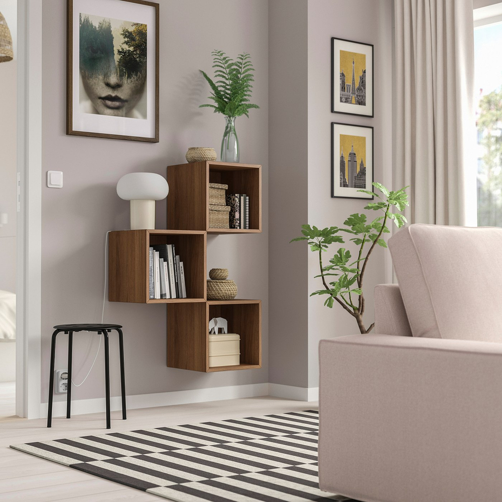 IKEA EKET  (ИКЕА ЕКЕТ)  -  Комбинация настенных шкафов - орех 70x25x105 см
