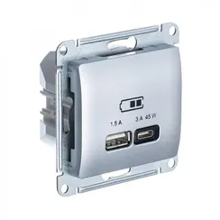 Розетка с USB A+C Systeme Electric Glossa Алюминий GSL000329