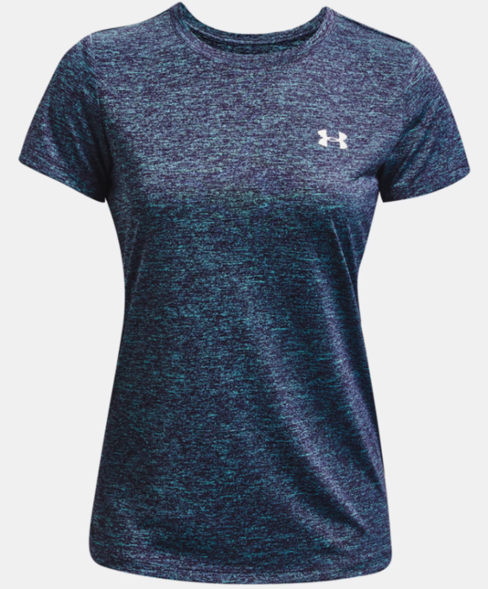 Женская футболка теннисная Under Armour Women's UA Tech Twist T-Shirt - neptune/purple switch