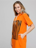 Туника платье удлиненная домашняя с капюшоном