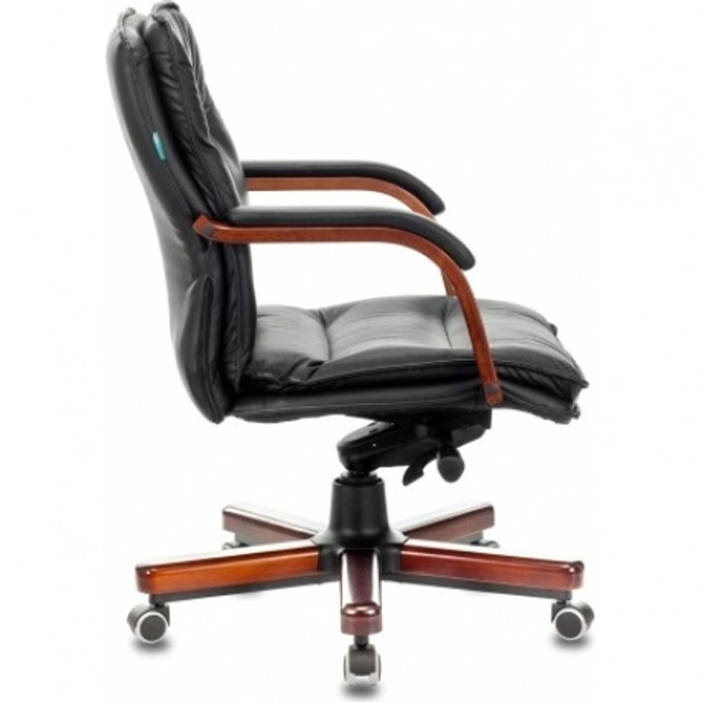 Кресло руководителя Бюрократ T-9927WALNUT-LOW черный кожа низк.спин. крестовина металл/дерево