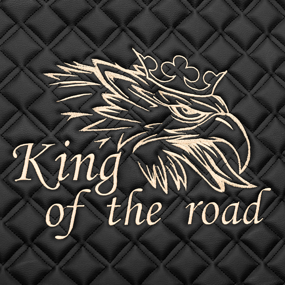 Ковры SCANIA 5 серии R (механика) (экокожа, черный, бежевый кант, бежевая вышивка)