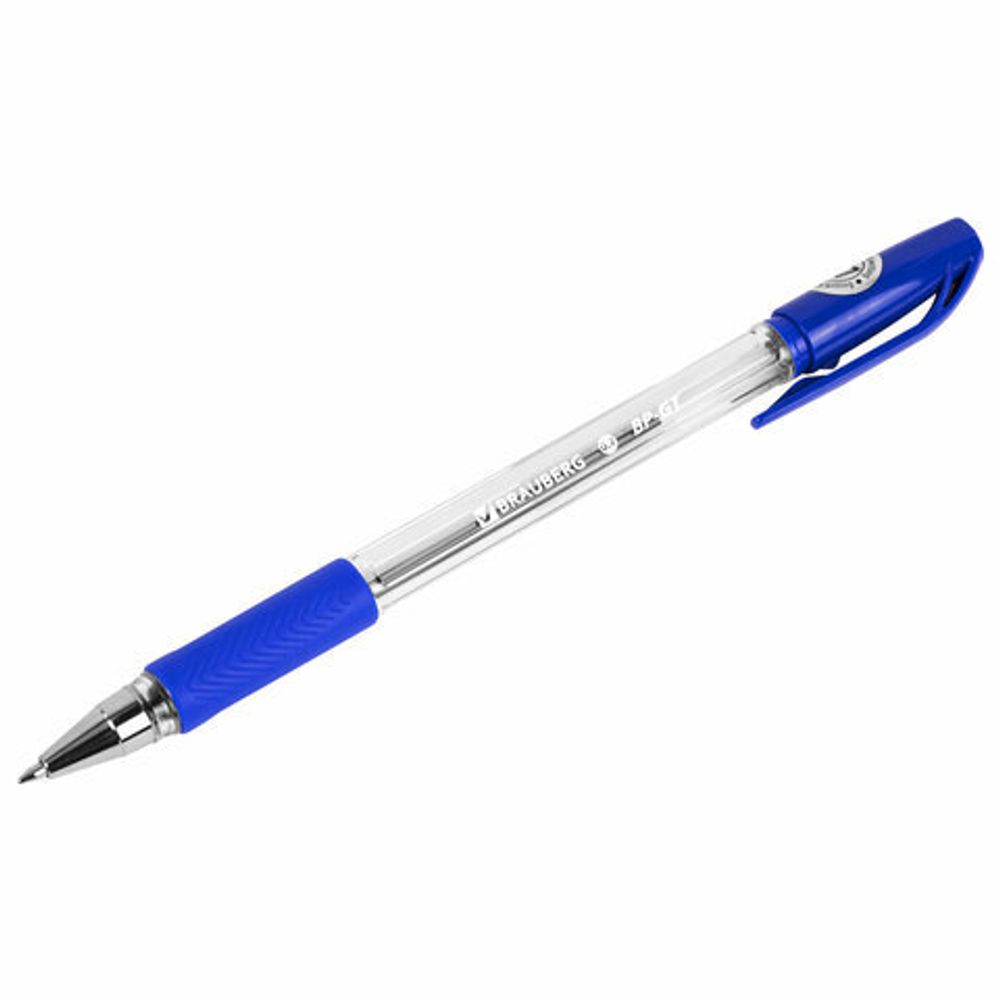 Ручка шариковая BRAUBERG "BP-GT", 1шт, СИНЯЯ, корпус прозрачный, евронаконечник 0,7 мм, линия письма 0,35 мм, 144004