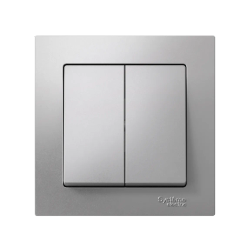 ATLASDESIGN 2-клавишный ВЫКЛЮЧАТЕЛЬ, сх.5, 10АХ, в сборе, быстрозажим. клем., АЛЮМИНИЙ