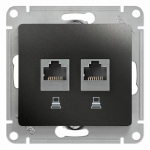 GLOSSA РОЗЕТКА двойная компьютерная RJ45+RJ45 кат. 5e, механизм, АНТРАЦИТ