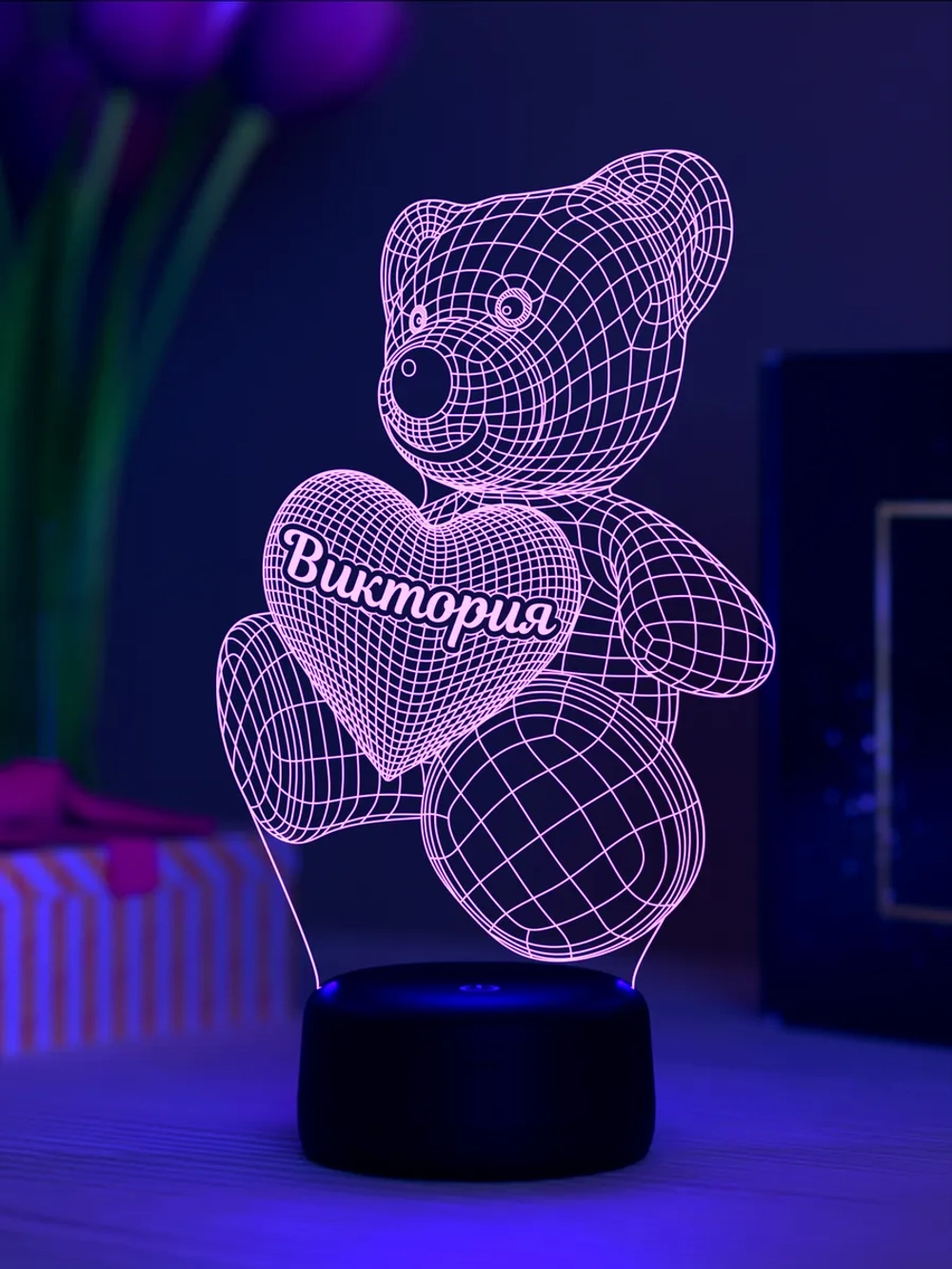 Ночник "Мишка с именем Виктория" - подарок девочке