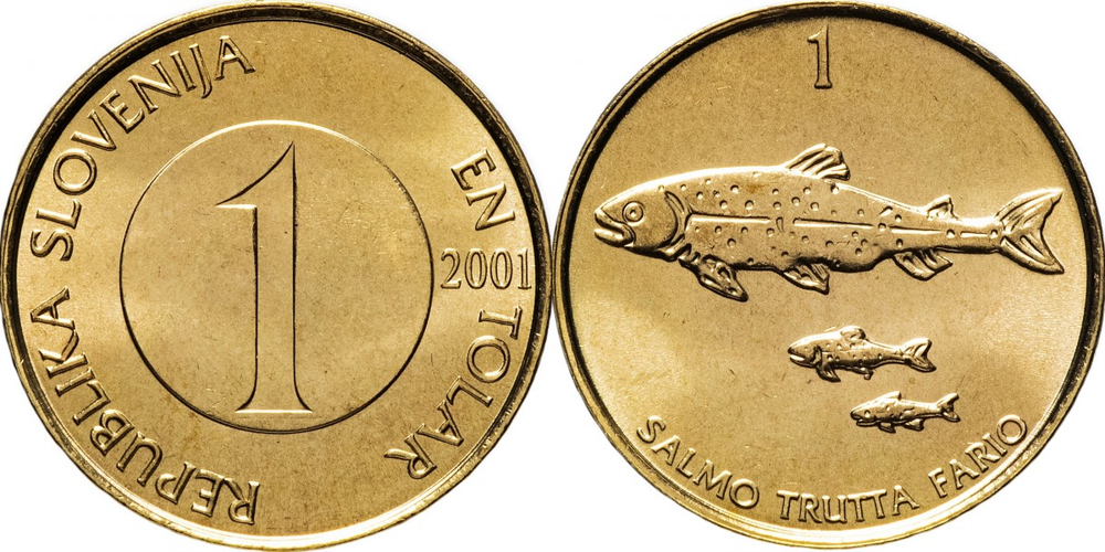 Словения 1 толар, 1992 - 2006 Кумжа - семейство лососёвых XF