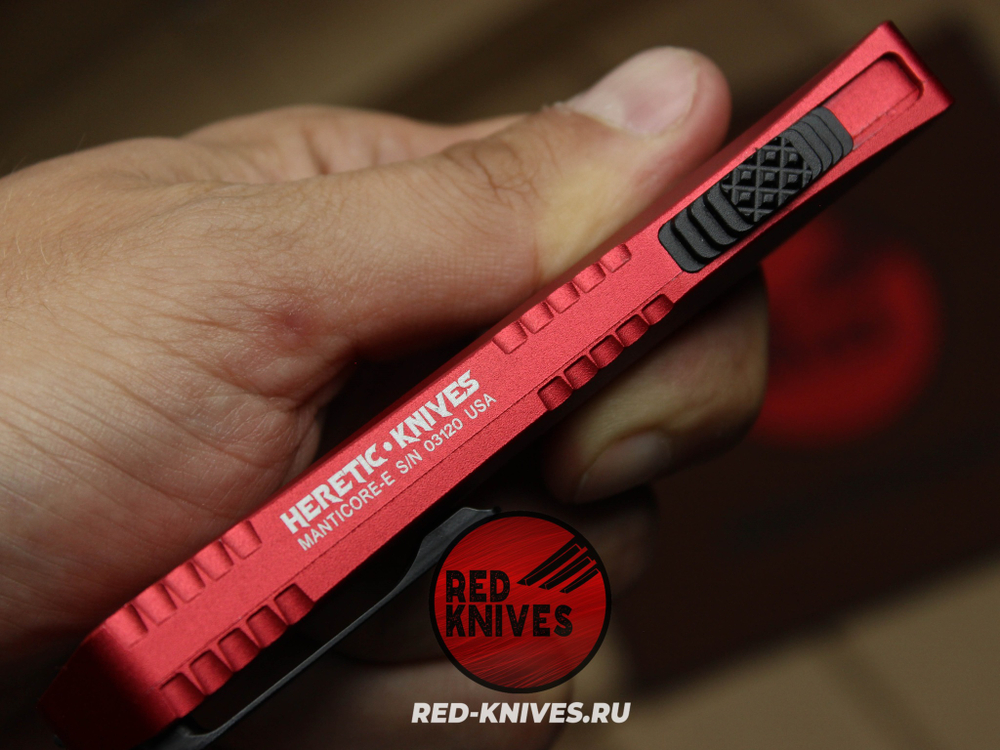 Heretic Knives Manticore-E S/E - красная рук, светлый клинок RK/Н99