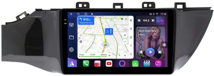 Магнитола для KIA Rio 4, Rio X-Line 2017-2020 (рамка без кнопки) - FarCar S400-TS18 монитор 9.5" QLED на Android 14, CarPlay, 4G SIM-слот
