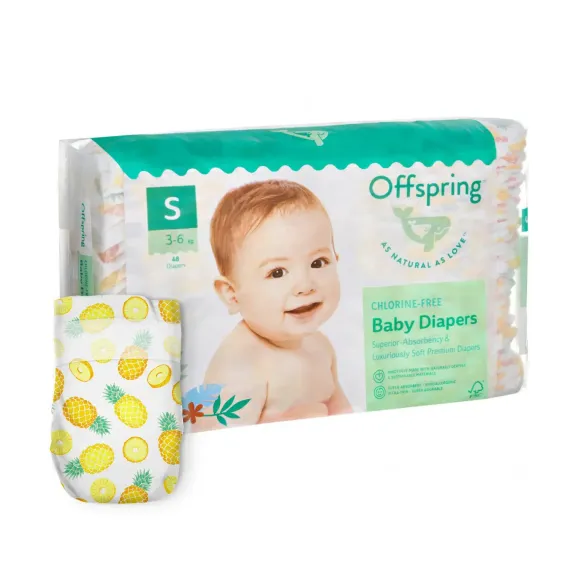 Подгузники Offspring S 3-6 кг, 48 шт, ананасы