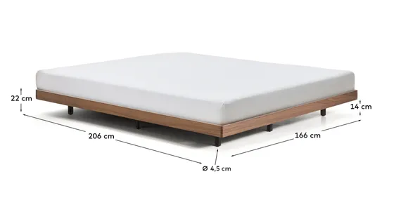 Основание кровати Norlen 160x200 см, темный орех