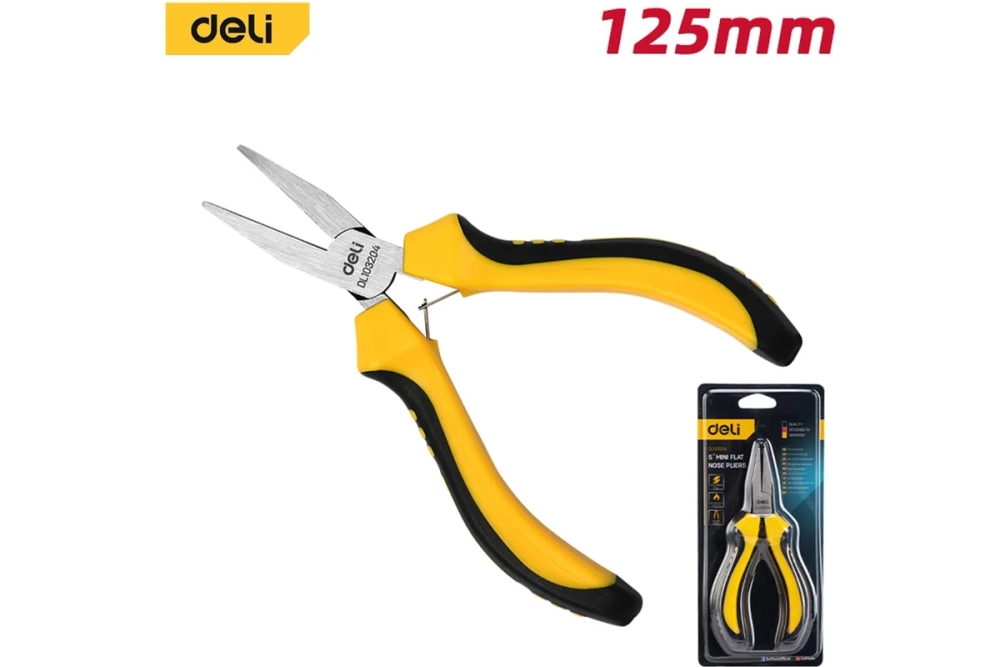 Мини-тонкогубцы DELI, 125 мм, DL103204, двухкомпонентная рукоять 146993