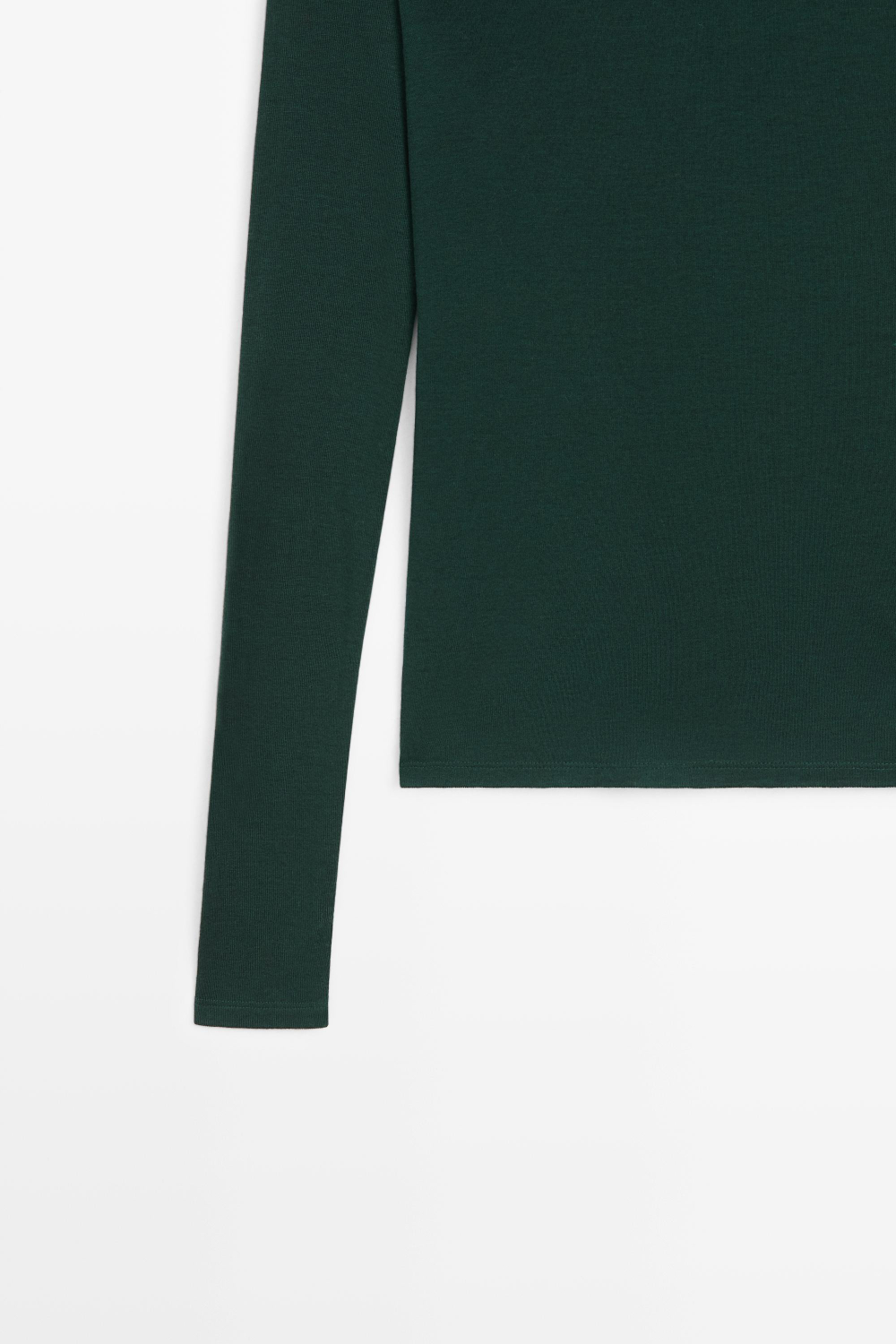 Massimo Dutti Футболка с длинными рукавами из шерстяной смеси, бутылочно-зеленый