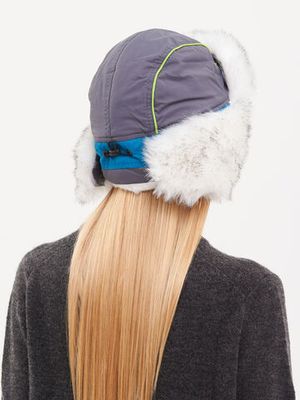 Шапка ушанка зимняя Siberia Lady ткань Breathable цвет Бирюза/Серый