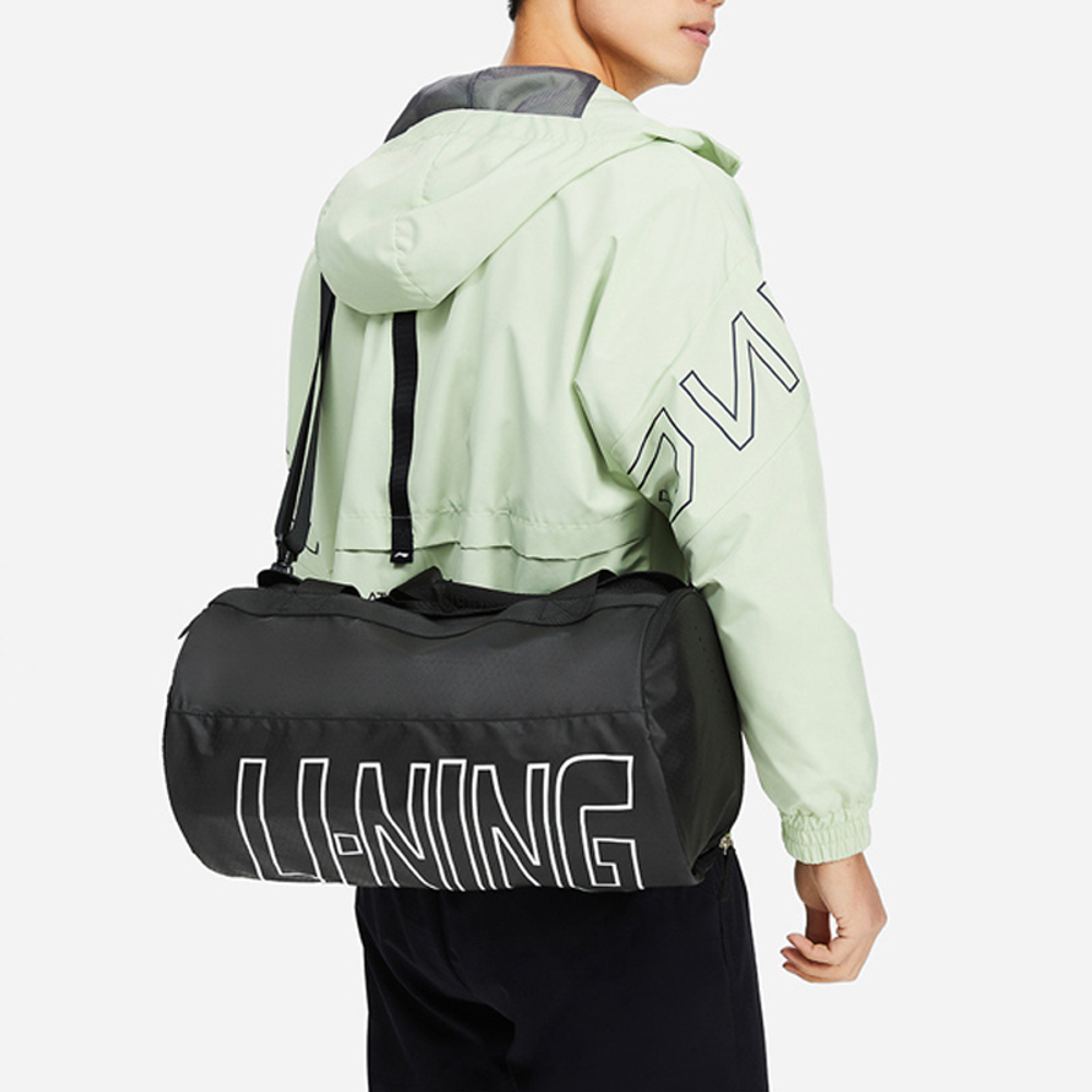 Li Ning Training Series Polyester Travel Bag, Handbag, Shoulder Bag, Crossbody Bag, Gym Bag Regular Unisex Pure Black