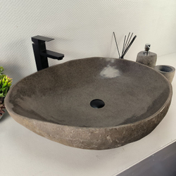 Раковина из речного камня RS-65406 66x54x16 из натурального камня