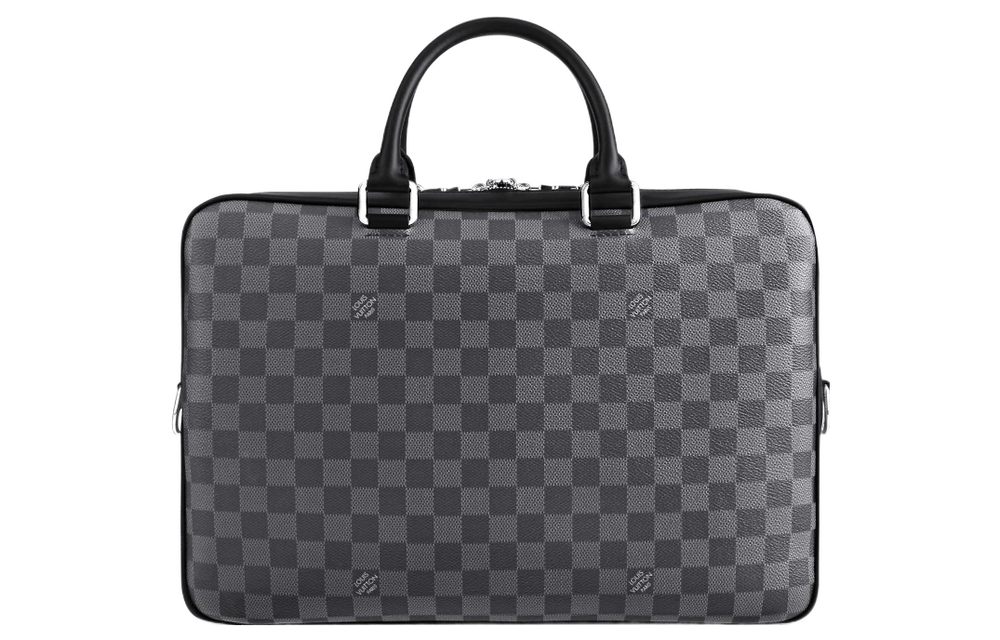 LOUIS VUITTON Coated Canvas With Cow Leather Trim Handbag Briefcase Regular Men"s Gray